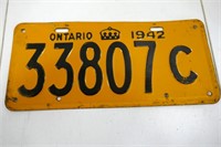 1942 Ontario License Plate