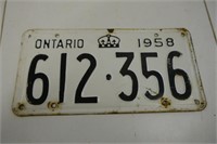 1958 Ontario License Plate