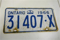 1966 Ontario License Plate