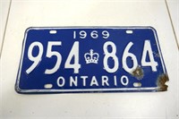 1969 Ontario License Plate