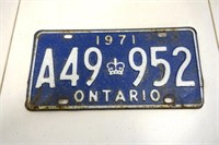 1971 Ontario License Plate