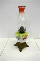 Hand Painted Oil Lamp 17"T
