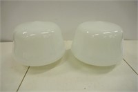 Pair Milk Glass Globes 7"T
