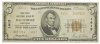 Maryland. Series 1929 National Currency $5