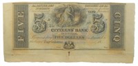 Louisiana. New Orleans. 1850s $5 Note