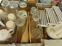 assorted glasses and wooden spoons