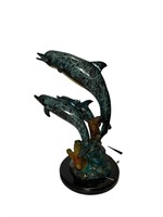 Three Dolphin Bronze in Special Patina 19in