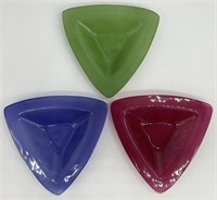 3 Annieglass Triangle Bowls