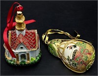 Pair Dillard's Cloisonne Christmas Ornaments