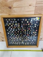 Large Framed Assortment of Pins