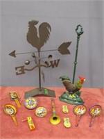 C.I. ROOSTER DOORSTOP & TIN WEATHERVANE, ETC.: