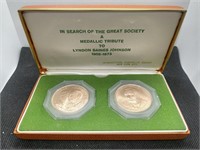 Set of Lyndon Johnson medallic tribute coins