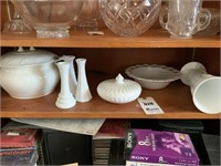 Old Chamber Pot, Assorted Milk Glass Vases, Bowls