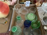 Assortment of Old Glassware, Green Cups,