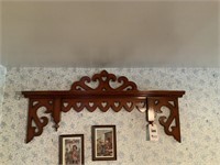 Wood Carved Wall Shelf, 48" L