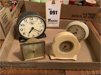 4 Vintage Alarm Clocks, West Clock Baby Ben