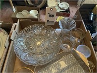 Glassware- Relish Tray, Bowls, Vase & More