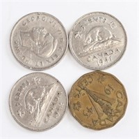 Lot of 4 Canada 5 Cent 1940 1941 1942 1943