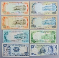 Lot of 8 Vietnamese Bills and Cayman Islands
