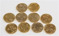 Lot of 10 USA Quarter Dollars 24kt Gold Plated