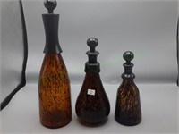 Set of 3 Tabletop Décor Items - Glass Bottles