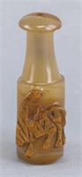 Chinese Agate Carved Opium Pipe