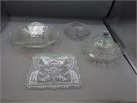 Lot of Assorted Clear Glassware - Plates/Cloiche