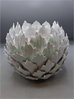 Beautiful Raised Decorative Bowl w/ White Leaves