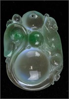 Chinese Two Tone Jadeite Carved Pendant