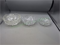 Set of Three Matching Cut Glass Nesting Bowls