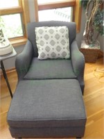 Like-New Lounge Chair, Pillow, and Ottoman