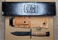OKC FIXED BLADE KNIFE WITH LEATHER SHEATH