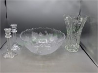 Set of 4 Patterned Glassware - Bowl/Vase