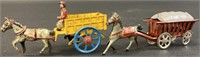 TWO HORSE DRAWN WAGON PENNY TOYS
