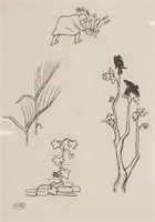 Engraving on Paper Flowers Monogram M Maillol