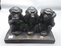 Vintage Wooden Wise Monkeys Figurine