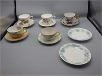 Set of 5 Matching Teacups and Saucers