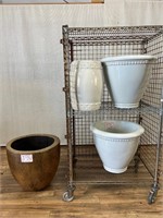 3pc Assorted Pots for Plants, 1pc Plant Stand