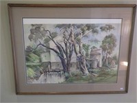 Watercolor Painting - Trees & Buildings