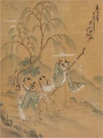19th Century Chinese Watercolor on Silk Painting