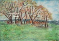 French Pastel on Paper Signed C. Pissarro