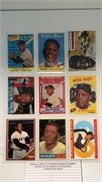 Lot of 9 Willie Mays Baseball Cards.