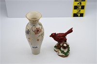 Lenox Gilded Garden Vase & Cardinal Figurine