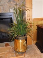 Metal Lion Style Bucket with Faux Plant