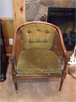 Vintage Ethan Allen Wooden/Caned/Velvet Chair (B)