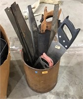 Wood Container with Assorted Hand Saws