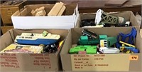 4 Boxes of Wooden Train Sets, Hot Wheels, Misc