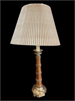 Mid Century Style Bamboo and Brass Table Lamp