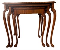 Set of 3 Burr Walnut Nesting Side Tables