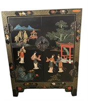 Traditional Asian Black Lacquer Cabinet